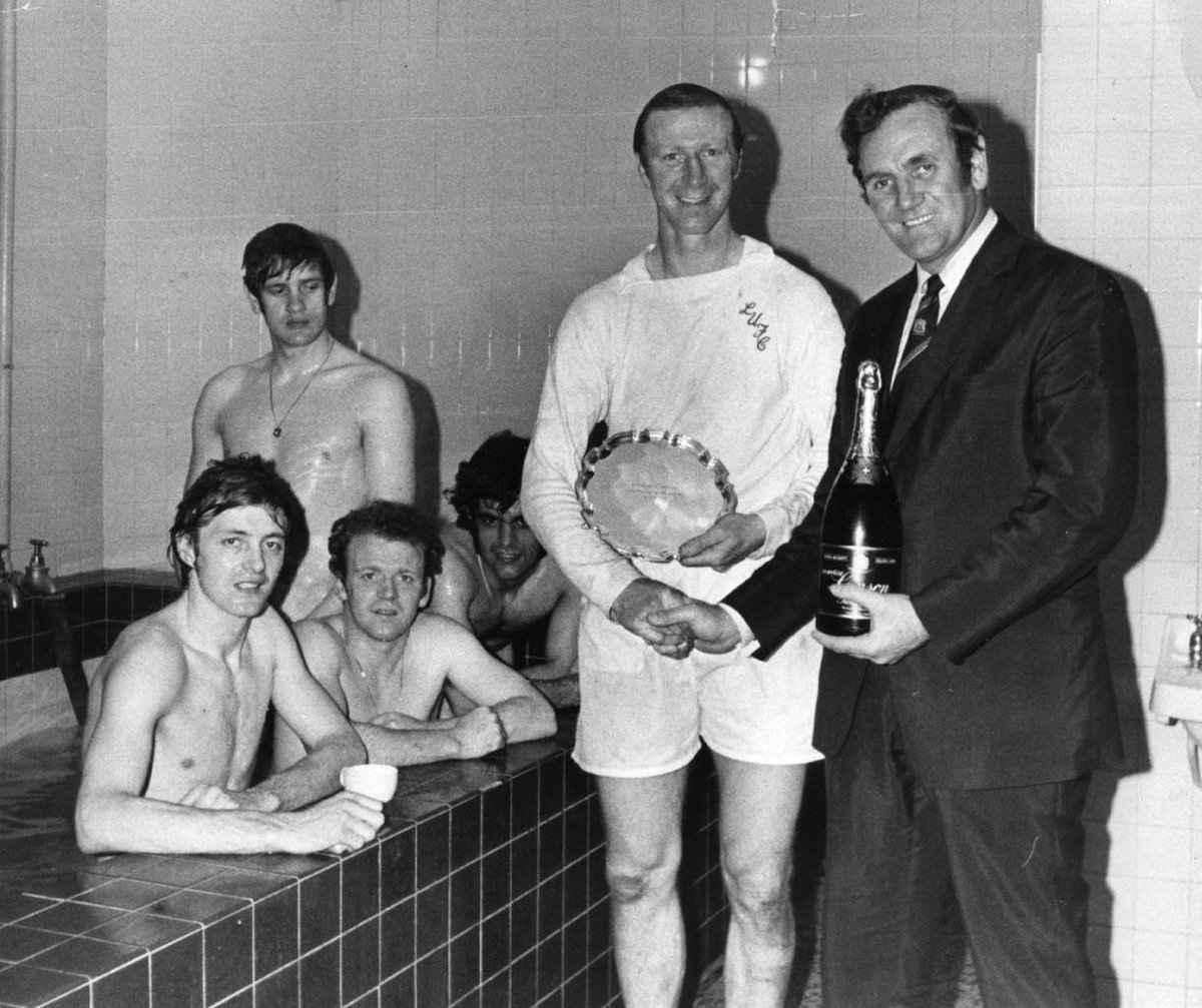 FootballRetroPlus (@robertmdaws) on Twitter photo 8th April 1972: <a href="/LUFC/">Leeds United</a> manager Don Revie presents Jack Charlton with a bottle of champagne and the Footballer of the Month trophy in the changing room after a match. In the bath behind them are fellow Leeds players Clark, Billy Bremner , Bates, and Gary Sprake 8th April 1972: <a href="/LUFC/">Leeds United</a> manager Don Revie presents Jack Charlton with a bottle of champagne and the Footballer of the Month trophy in the changing room after a match. In the bath behind them are fellow Leeds players Clark, Billy Bremner , Bates, and Gary Sprake