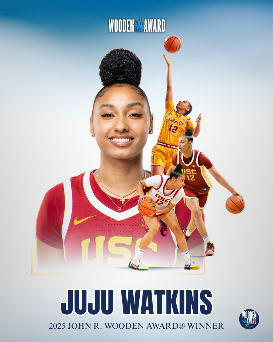 John R. Wooden Award (@woodenaward) on Twitter photo <a href="/USCWBB/">USC Women's Basketball</a> sophomore <a href="/Jujubballin/">JUJU WATKINS</a> has been named the 2025 John R. Wooden Award® winner, presented by @Principal
The live “John R. Wooden Awards Show presented by Principal” will stream on <a href="/ESPNPlus/">ESPN+</a> on Friday, April 11 at 8 p.m. EDT / 5 p.m. PDT. <a href="/USCWBB/">USC Women's Basketball</a> sophomore <a href="/Jujubballin/">JUJU WATKINS</a> has been named the 2025 John R. Wooden Award® winner, presented by @Principal
The live “John R. Wooden Awards Show presented by Principal” will stream on <a href="/ESPNPlus/">ESPN+</a> on Friday, April 11 at 8 p.m. EDT / 5 p.m. PDT.