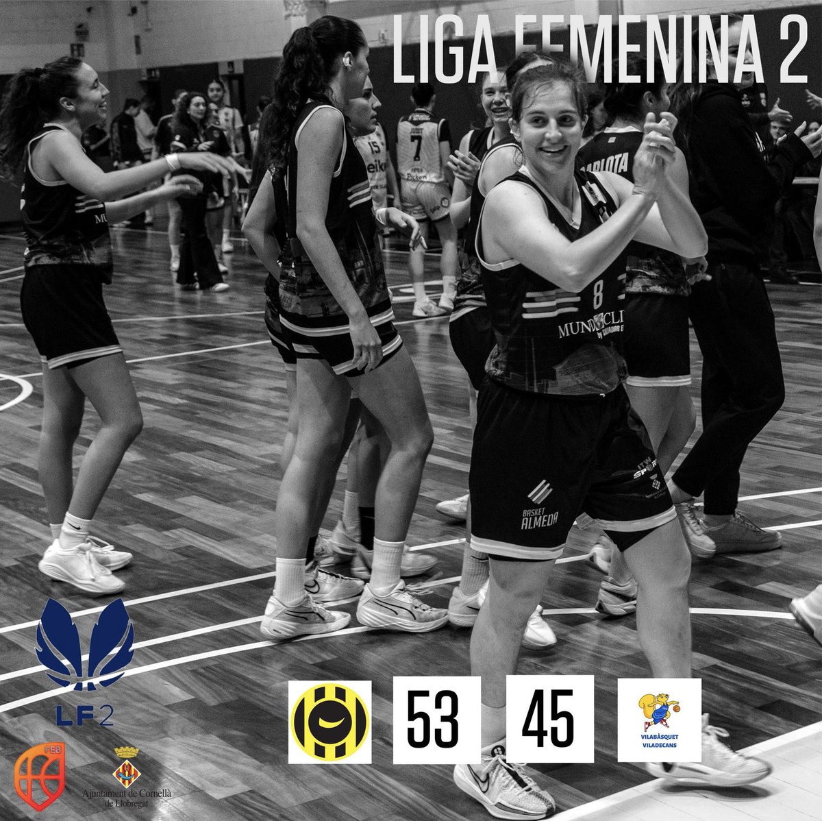 #LF2 | Resultat 👉🏻
Sènior femení 53-45 <a href="/VilabasquetVila/">Vilabàsquet Viladecans</a> 

🎙️ Un any més continuarem a LF2! Matemàticament som de la categoria… dediquem la victòria a l’Ana Caballero, qui s’ha lesionat durant el partit. Molts ànims!🖤💛