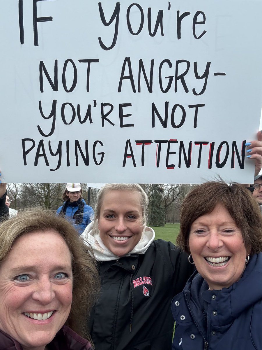 At the #HANDSOFF protest in south bend, IN.  Almost 2,000 people turned out to lift their voices and stand up for our democracy