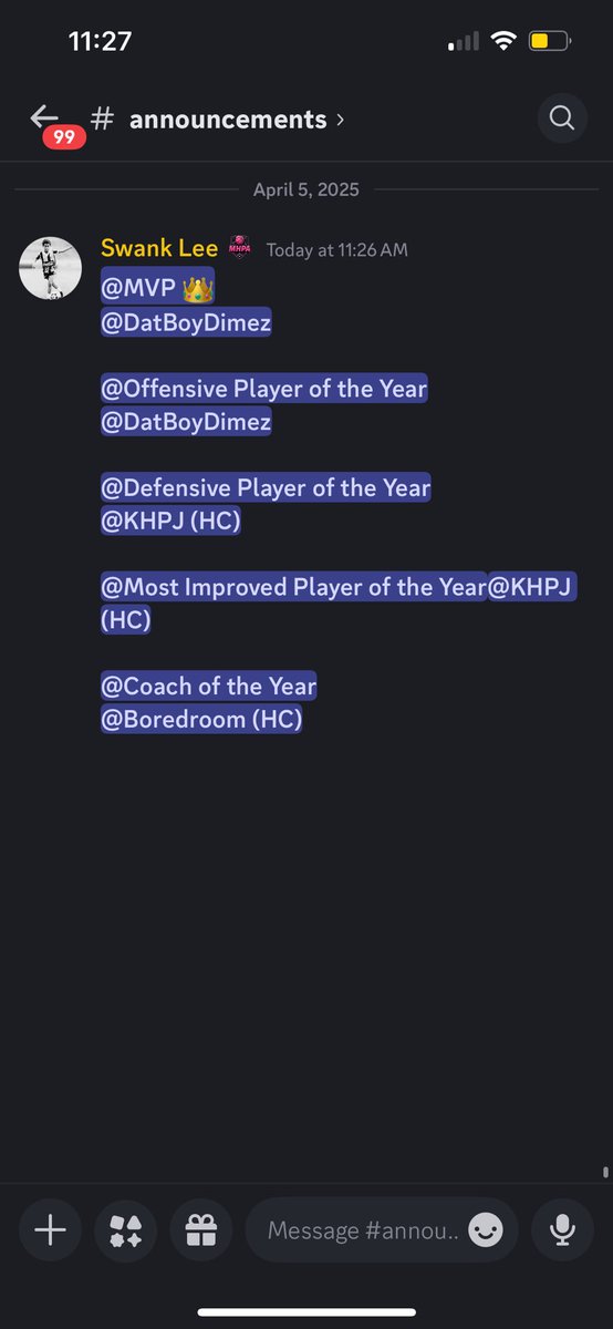 Congrats to <a href="/DatBoyDimez/">Dimez 💍🥇</a> <a href="/KHPJ97/">Karl 🧍🏼</a> and <a href="/____reggievh/">reggie</a> for winning our seasonal awards!