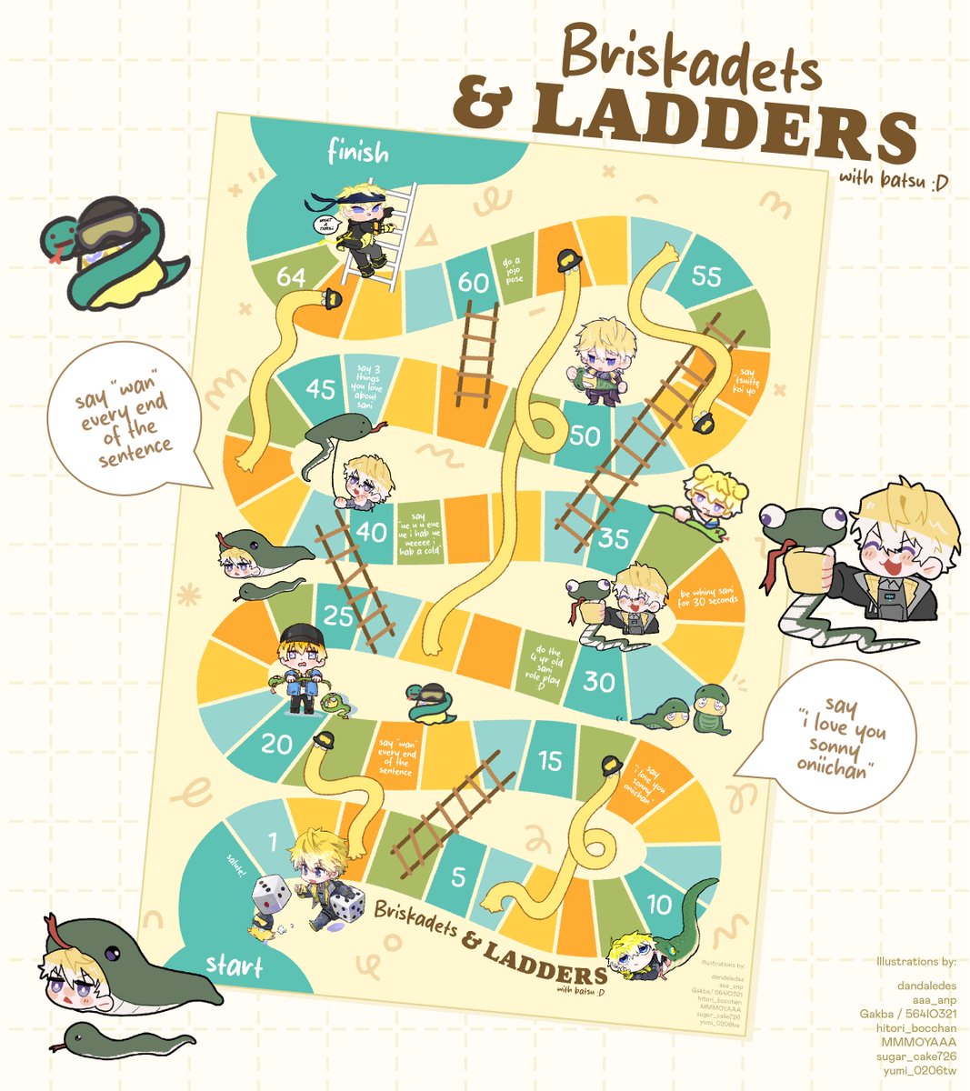Since we all know how much Sani loves video games &amp; food, we added some fun extras!

A DIY Briskadets &amp; Ladders- our own take on Snakes &amp; Ladders, but with a Sani twist👀✨

Feel free to print and play it with other briskies!
#BriskoBDAY2025 #TheBriskoBlueprint