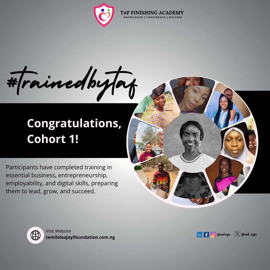 taf_ngo's tweet photo. Congratulations to the first cohort of the TAF Finishing Academy!

After 6 weeks of Intensive learning , these participants have completed their training . 

We’re proud of what they’ve accomplished and excited to see where these skills take them next.

#trainedbytaf https://t.co/Cfi6FbSPok