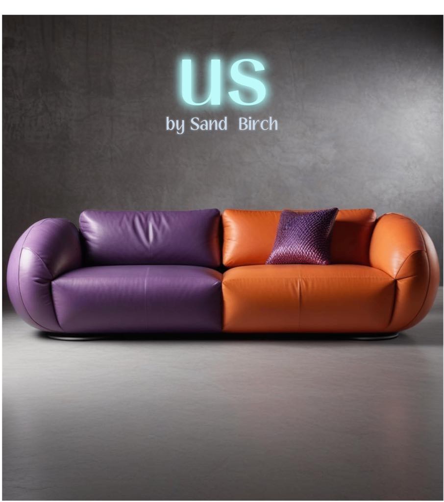 US by Sand &amp; Birch
A Celebration of Duality and Unity

Bold, vibrant, and unapologetically unique, the US sofa by Sand &amp; Birch is a masterful blend of design and emotion. Featuring a striking two-tone color scheme—regal purple paired with fiery orange—this piece redefines the