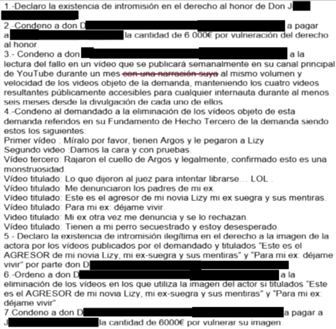 INCOsky's tweet photo. Dalas cumple con la sentencia de Vulneración del derecho al honor del padre de Miare.

-Paga 12000€-

Como bien sabemos, Dalas perdió el juicio contra el padre de Miare por derecho al honor y vulneración a la imagen.

Dicha sentencia dictaba que Dalas debía pagar una indemnización por 12mil euros, borrar los videos donde se vulnera y a leer la sentencia en su canal de youtube por un mes en 4 videos distintos.

Ayer el abogado de Dalas confirma en exclusiva que Dalas ya habría pagado el monto en febrero.

El día de ayer en un video subido por Dalas titulado: LE PEGÓ A MI NOVIA Y SE OCULTA DE LA "JUSTICIA" (Miare "María Rubio" y su padre). Leyo la sentencia.

Y finalmente procedió a la eliminación de algunos videos.