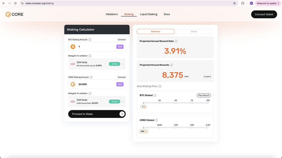 Bitcoin yield unlocked 🔓

You can currently earn 3.9% staking yield on your Bitcoin with no principle risk to your BTC. Fully self-custodial.

This isn't 'future points,' this is live on @coredao_org right now.

Put your Bitcoin to work.