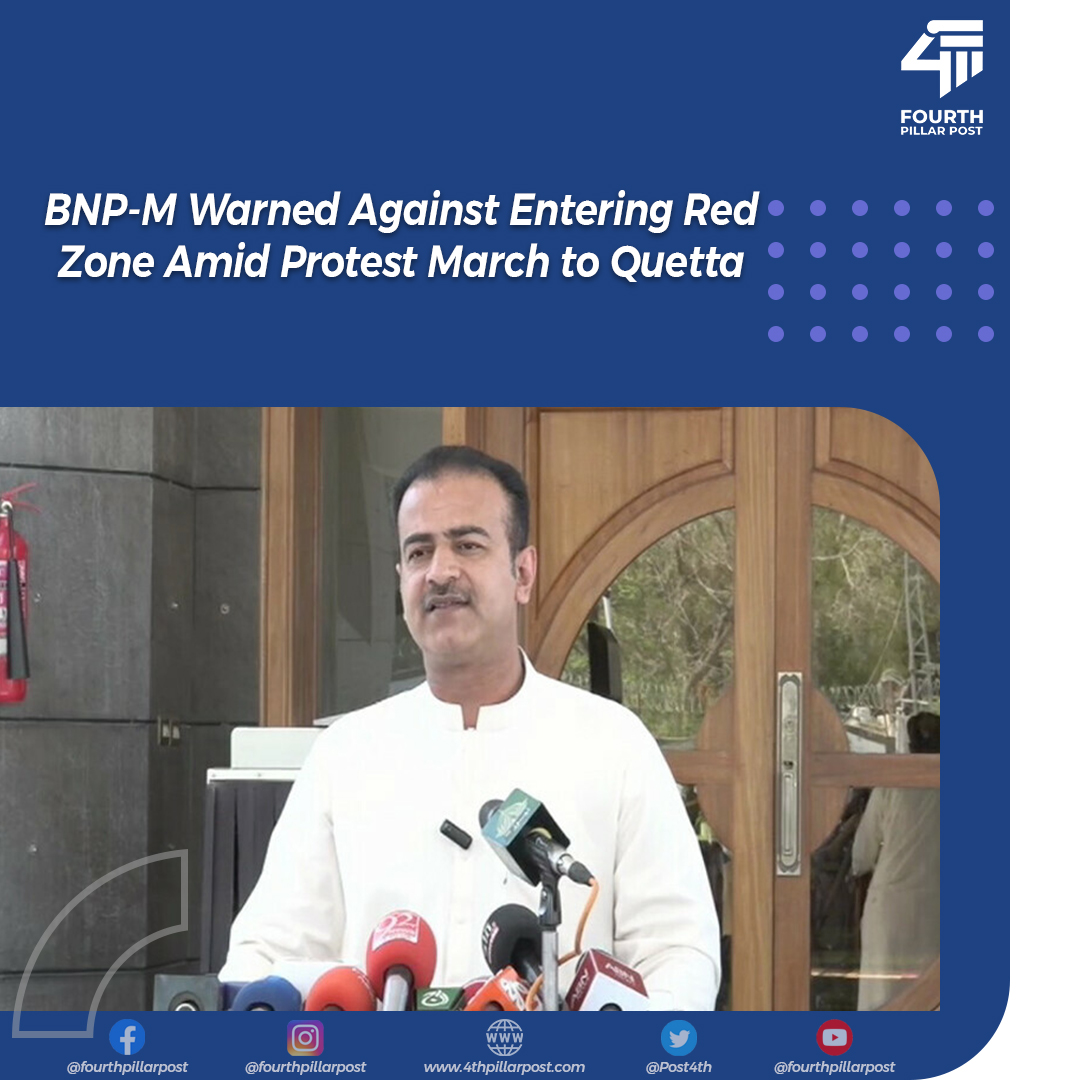 Post4th's tweet image. Balochistan govt warns BNP-M: march allowed till Shahwani Stadium, not Red Zone. Quetta remains cut off as BNP protests arrests of Baloch activists. #BNPMarch #QuettaProtest #Balochistan 
Read more: 4thpillarpost.com