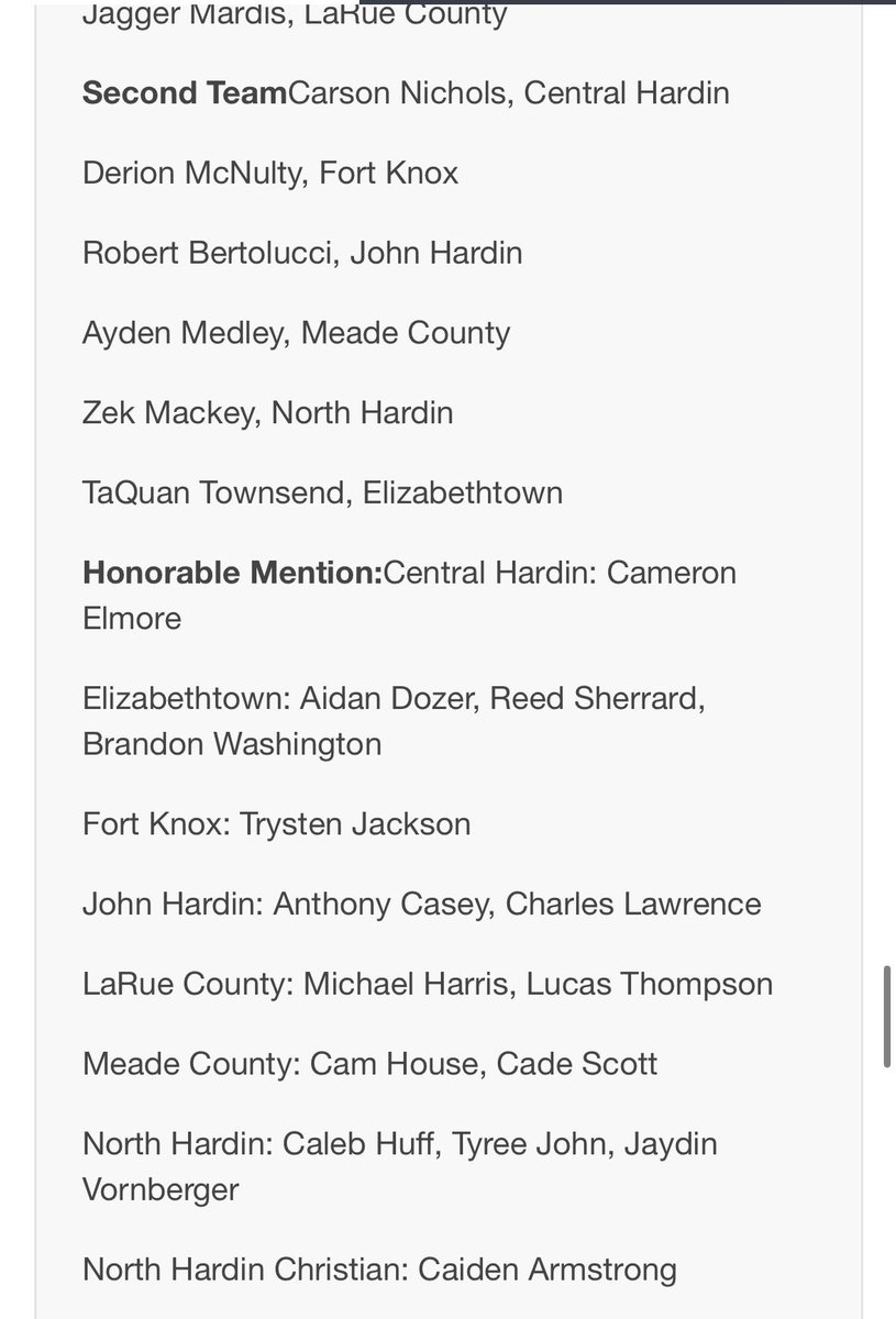 🚨ALL-AREA TEAM🚨

Congrats to our guys for making the All-Area Teams selected by The News Enterprise‼️

1st Team -
Miklos Melton Jr.

2nd Team -
Zek Mackey 

Honorable Mention -
Caleb Huff
Tyree John
Jaydin Vornberger

#TrojanWay #TrojanCulture
