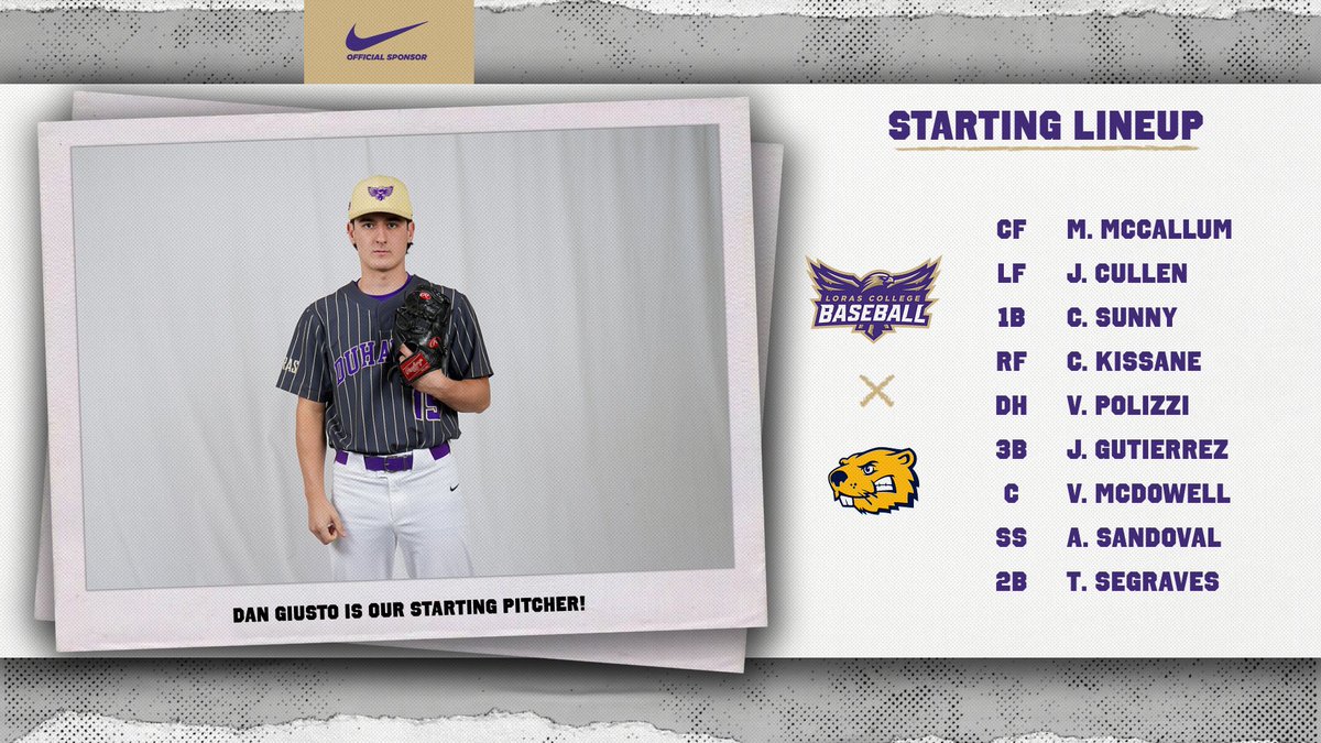 Our 9️⃣ for the second game of the series 😎

And our starting pitcher is, Dan Giusto! 

#GoDuhawks | #RollRiversBSB | #D3Baseball