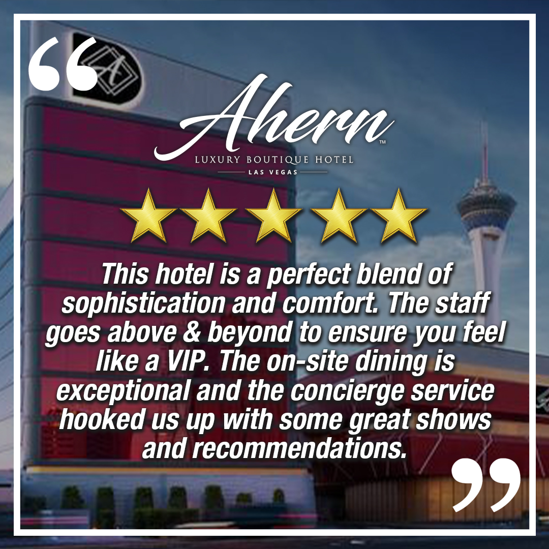 Thanks for the great review, Juli! ⭐️⭐️⭐️⭐️⭐️

Rooms: 5/5
Service: 5/5
Location: 5/5
.
.
.
#reviews #vegashotels #hotelexperience #vegas #vegasstrip #vegasresorts #vegasreviews #conventions #luxuryliving #finedining #comfortable #clean #ahernhotel