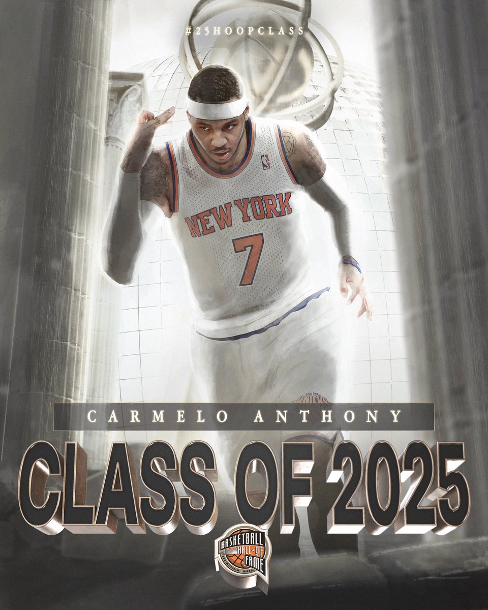 Congratulations to 10x <a href="/NBAAllStar/">#NBAAllStar</a>, 3x Olympic Gold Medalist, and member of the <a href="/NBA/">NBA</a> 75th Anniversary Team, #25HoopClass inductee Carmelo Anthony.