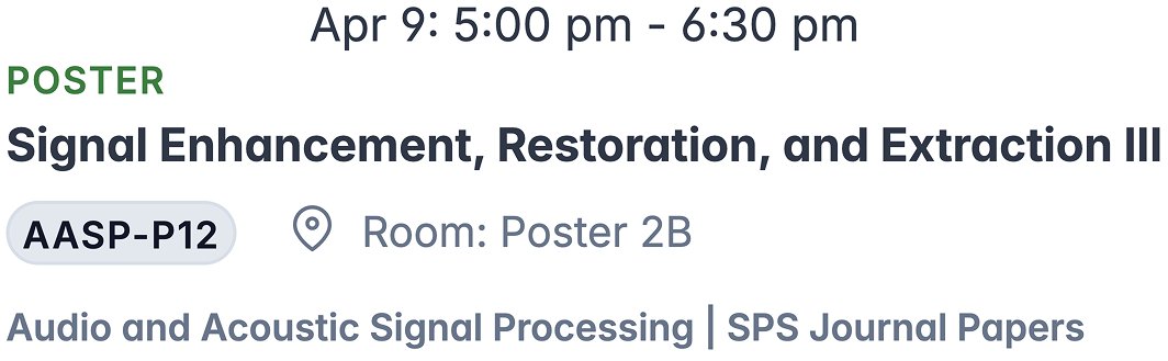 I'm attending #ICASSP2025 and presenting FlashSR. I’d love to connect with anyone interested in audio super-resolution, audio generation, diffusion, flow matching, or related topics.  Please feel free to stop by the session or message me for a coffee chat.