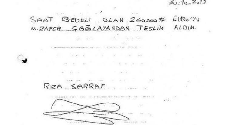 Zafer Çağlayan Rıza Sarraf’tan 240 bin euro değerinde saati rüşvet olarak aldığı iddialarına cevap olarak Meclis’e bu peçeteyi sundu. 

AKP de bu peçeteye dayanarak Zafer Çağlayan’ın soruşturulmasına red oyu verdi.

Mahir Polat’a 50 lirayı nereye harcadığı soruldu. Cevap verdi.