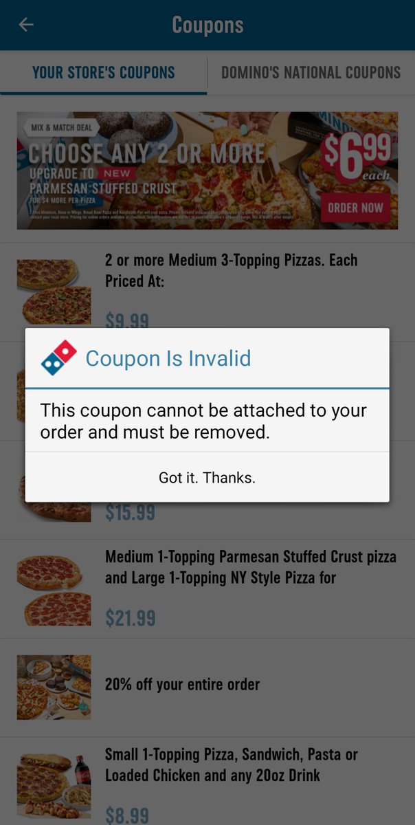 Sami__Armstrong's tweet photo. Hey @dominos any idea why the coupon y'all gave me doesn't work? https://t.co/t5VsUxg4DV