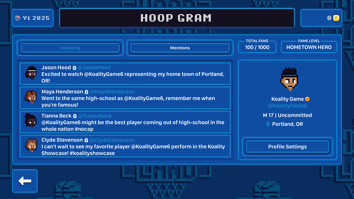 KoalityGame's tweet image. Social Media is coming to Hoop Land! Hoop Gram will allow you to 'keep in the hoop' with fans and players around the league. Check out the roadmap below for a refresher on new features coming in Update Version 1.09 on April 22nd! #gamedev #indiedev #indiegame #screenshotsaturday