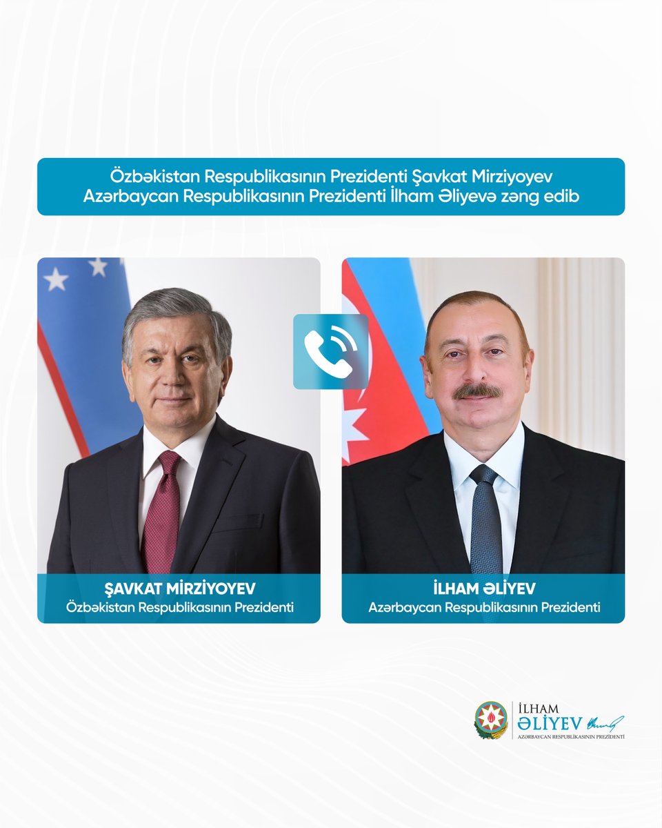 Özbəkistan Respublikasının Prezidenti Şavkat Mirziyoyev Azərbaycan Respublikasının Prezidenti İlham Əliyevə zəng edib.

president.az/az/articles/vi…