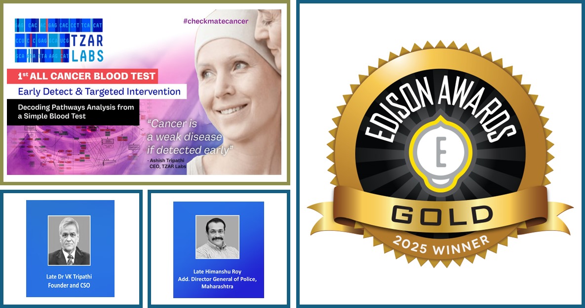We have received the Edison Gold Award.  So proud of our scientists <a href="/tzarlabs/">Tzarlabs</a> &amp; @epigeneres . On a personal note remembering my father VKTripathi (scientist behind breakthrough) &amp; my brother-in-law, Himanshu Roy  (#HrC cancer  test) <a href="/authoramish/">Amish Tripathi</a> |  <a href="/anishtrip/">Anish Tripathi</a> |  <a href="/bhavnahroy/">bhavnahroy</a>