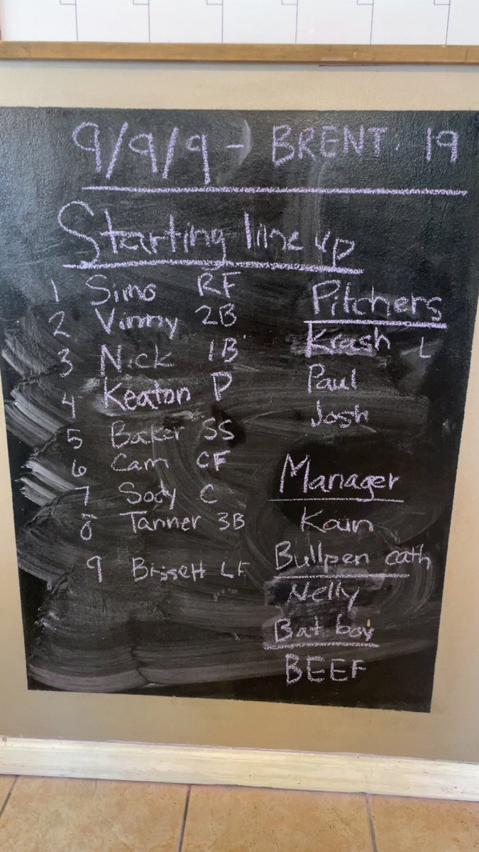 Starting lineup for Tanner Breidenbach’s bachelor party. Looking to go 6 &amp; 1/3