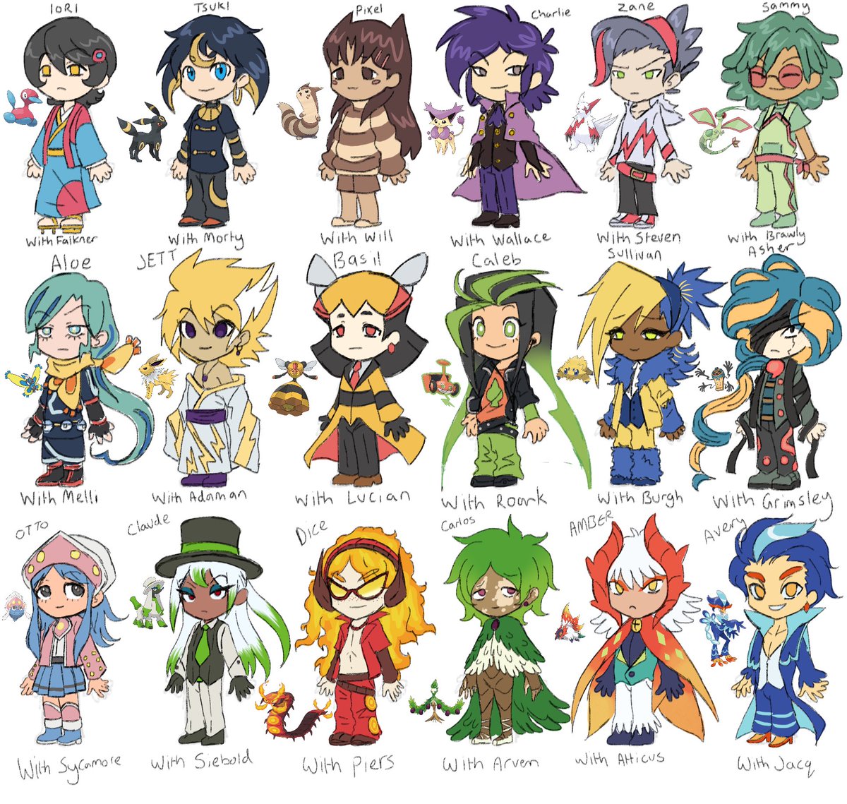 Finally done with my creation of Pokémon guys to be with my favourite selection of canon Pokémon guys
