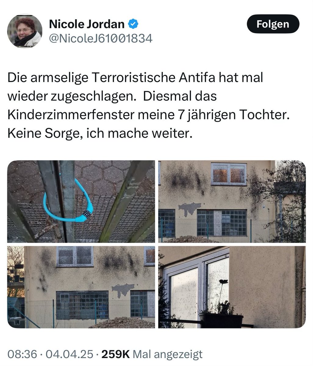 queru_lant's tweet image. Anschlag der Antifa auf das Haus von AfD-Politikerin @NicoleJ61001834 in Hamburg.

Selbst auf kleine Kinder nehmen die linksradikalen Menschenfeinde keine Rücksicht.
