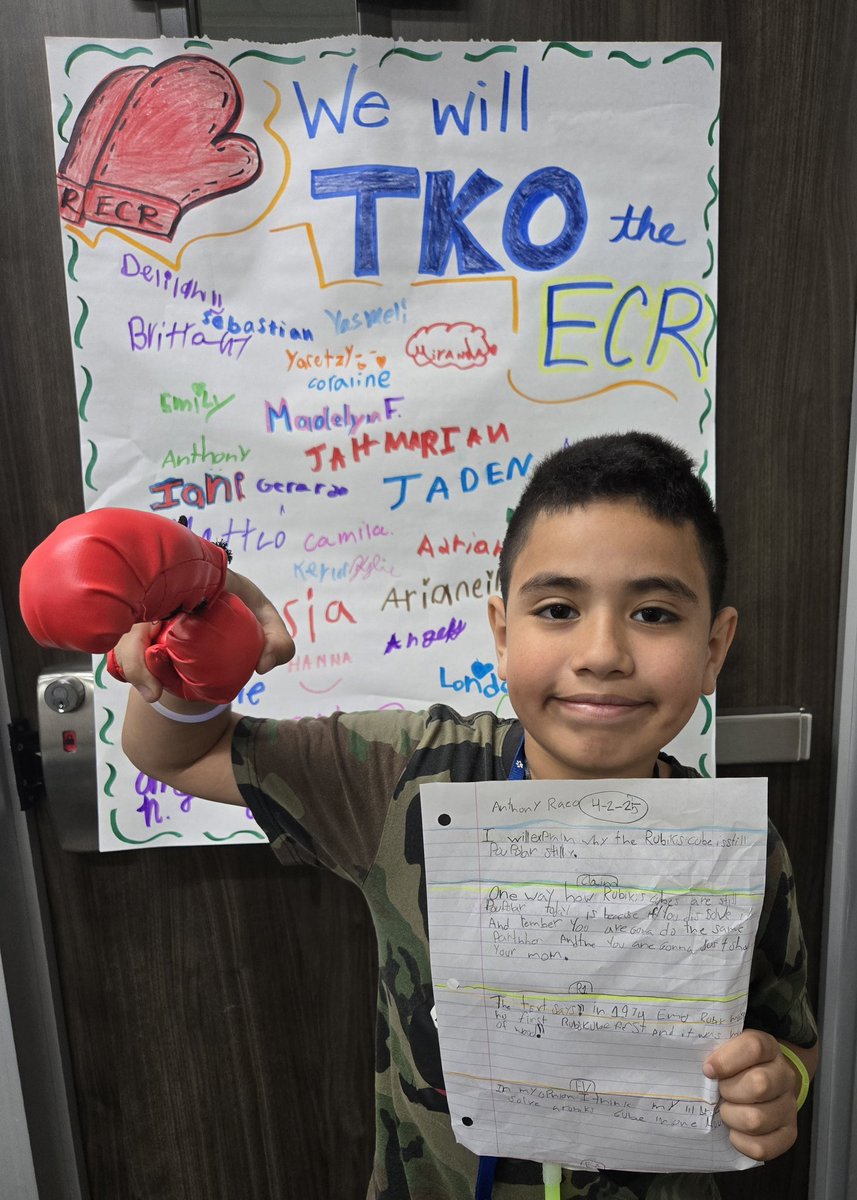 My students have been training their 🧠 brains to TKO the ECR essay for STAAR. They earned mini boxing gloves🥊 🥊 #MatzkeProud ##MrsSalinaslovesthird ##CFISD_ELAR2_5 ##CFISDELs
