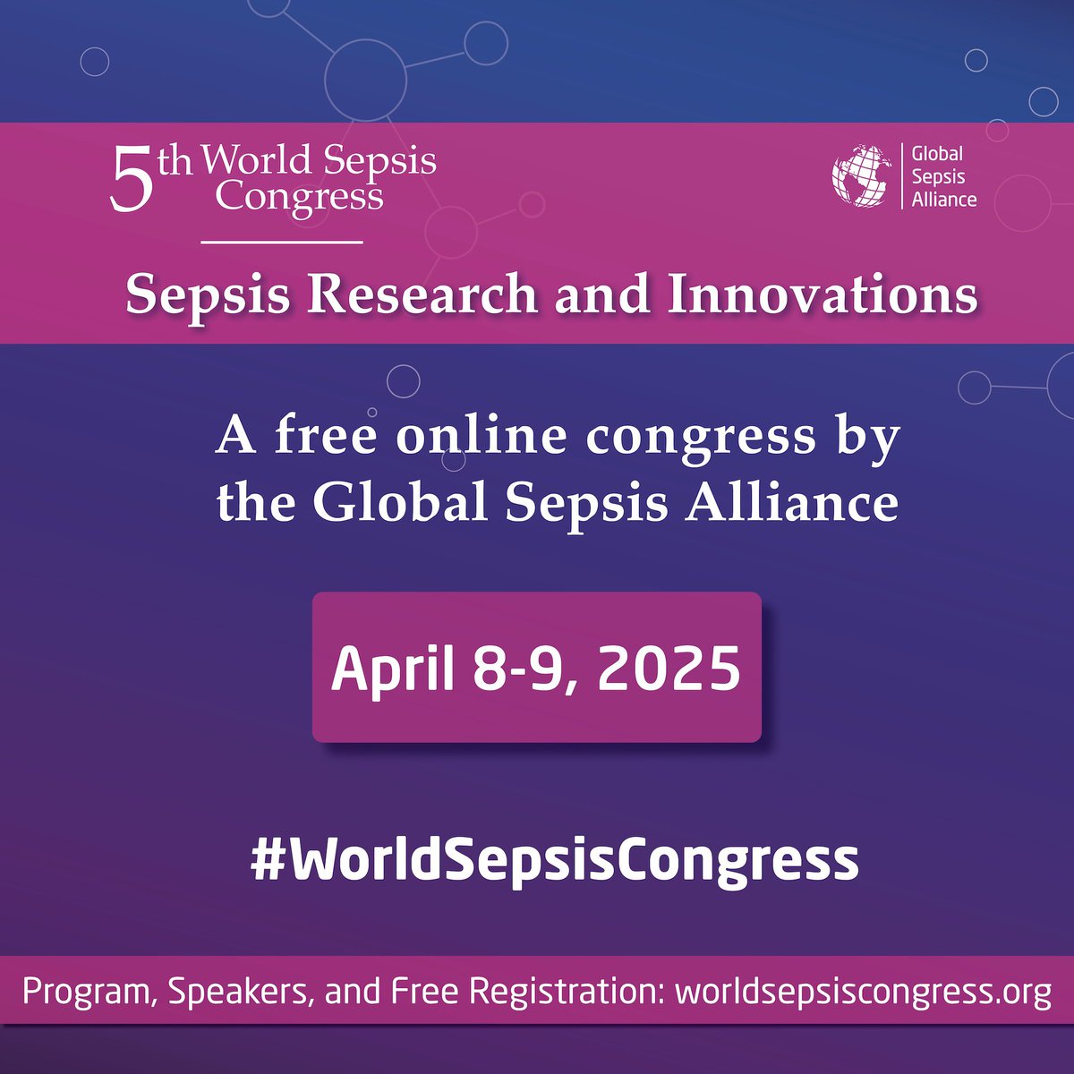 📢 Announcing the 5th World Sepsis Congress – April 8-9, 2025❗️
🔗 Register now:worldsepsiscongress.org
Help us spread the word by sharing this with your networks. Together, we can improve sepsis outcomes worldwide🌏