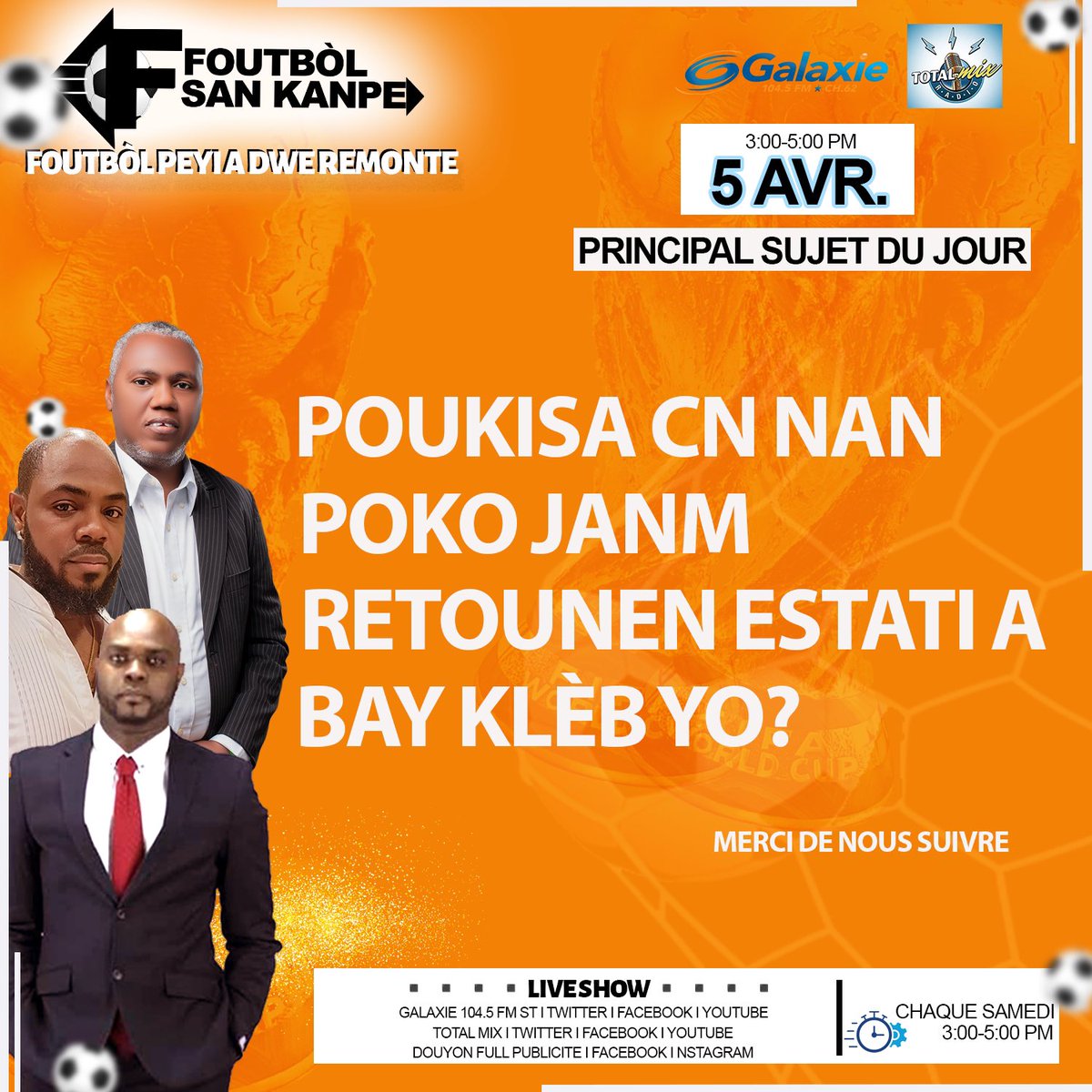 KOMITE NÒMALIZASYON an poko janm retounen bay klèb yo ESTATI REVIZE ke klèb yo te voye ba li an‼️🚨Pa rate SHOW  #FoutbòlSanKanpe chak SAMDI 3:00H PM Boul sou TOTALMIX |  104.5 FM ST GALAXIE #FoutbòlLadweREMONTE⚽️🇭🇹 <a href="/rtvgalaxie/">Radio Télé Galaxie</a> @foutbolsankanpe