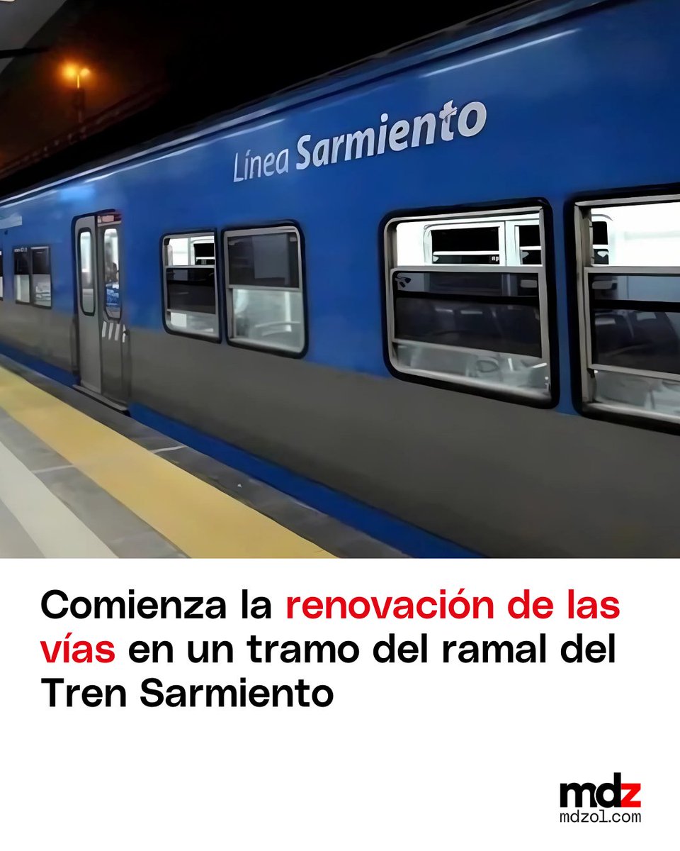 mdzol's tweet photo. 🚆La empresa Trenes Argentinos señaló que las obras comienzan el lunes, por lo que se prevén demoras y cancelaciones entre el lunes 7 y el miércoles 9 de abril.
#TrenesArgentinos #TrenSarmiento #Renovación #Vías #Ramal #Demoras #Cancelaciones #Servicio #Transporte https://t.co/mYAVa0CymC