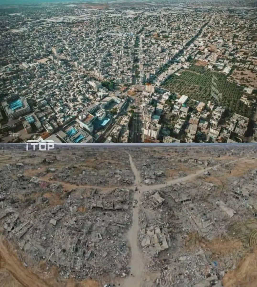 Gazze/Refah öncesi ve sonrası:

Canlı hiçbir şey bırakılmadı.