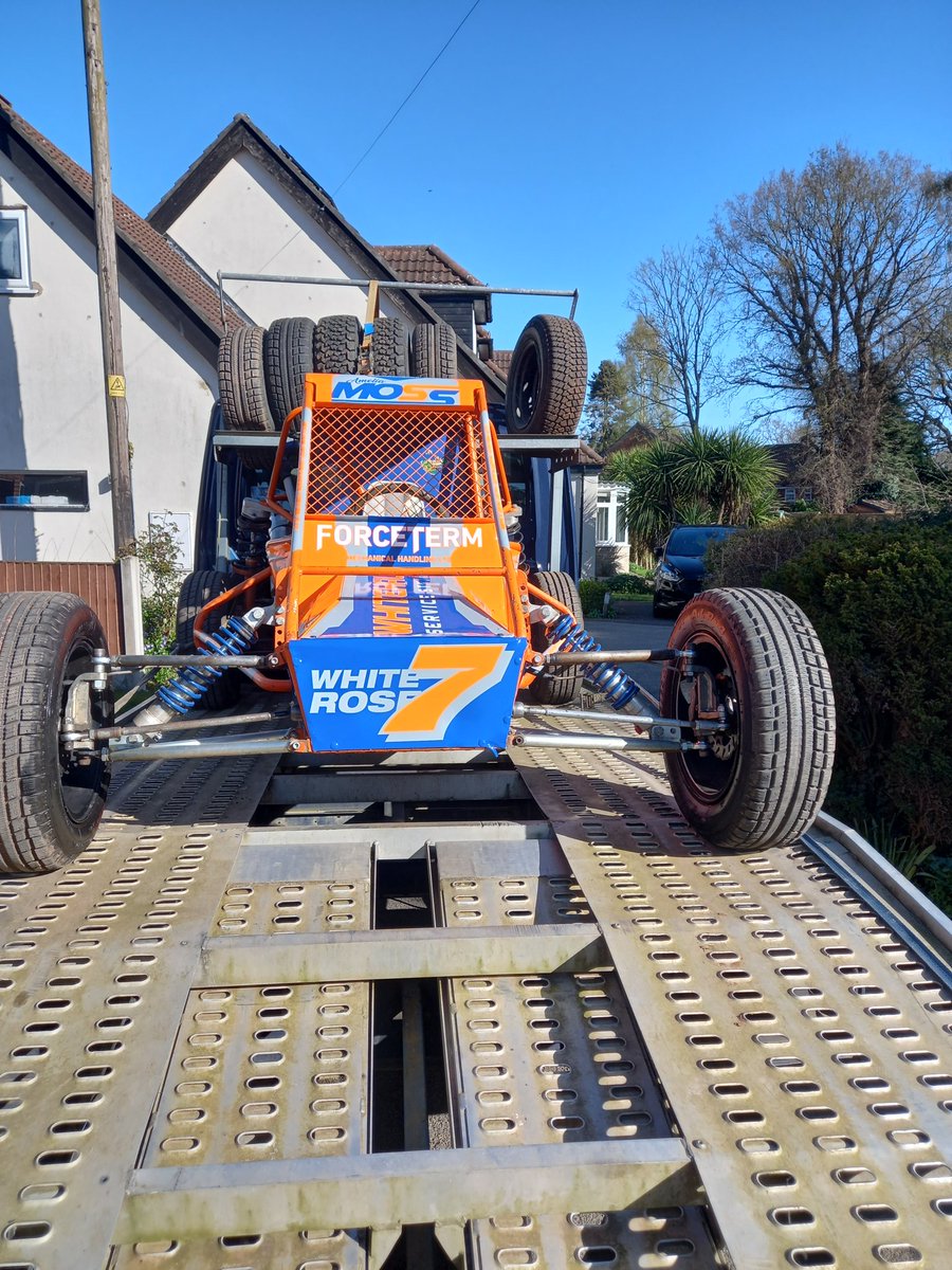 Sassmutd's tweet photo. The family are ready to go racing tomorrow...this is my 14 year old niece's car loaded...Lando Norris had an autograss car too as a kid....but I'm hoping she'll be Lewis Hamilton 😂🤞❤️ 🙌 #autograssracing #grasstrackracing #grassing https://t.co/jiexRlyR0P