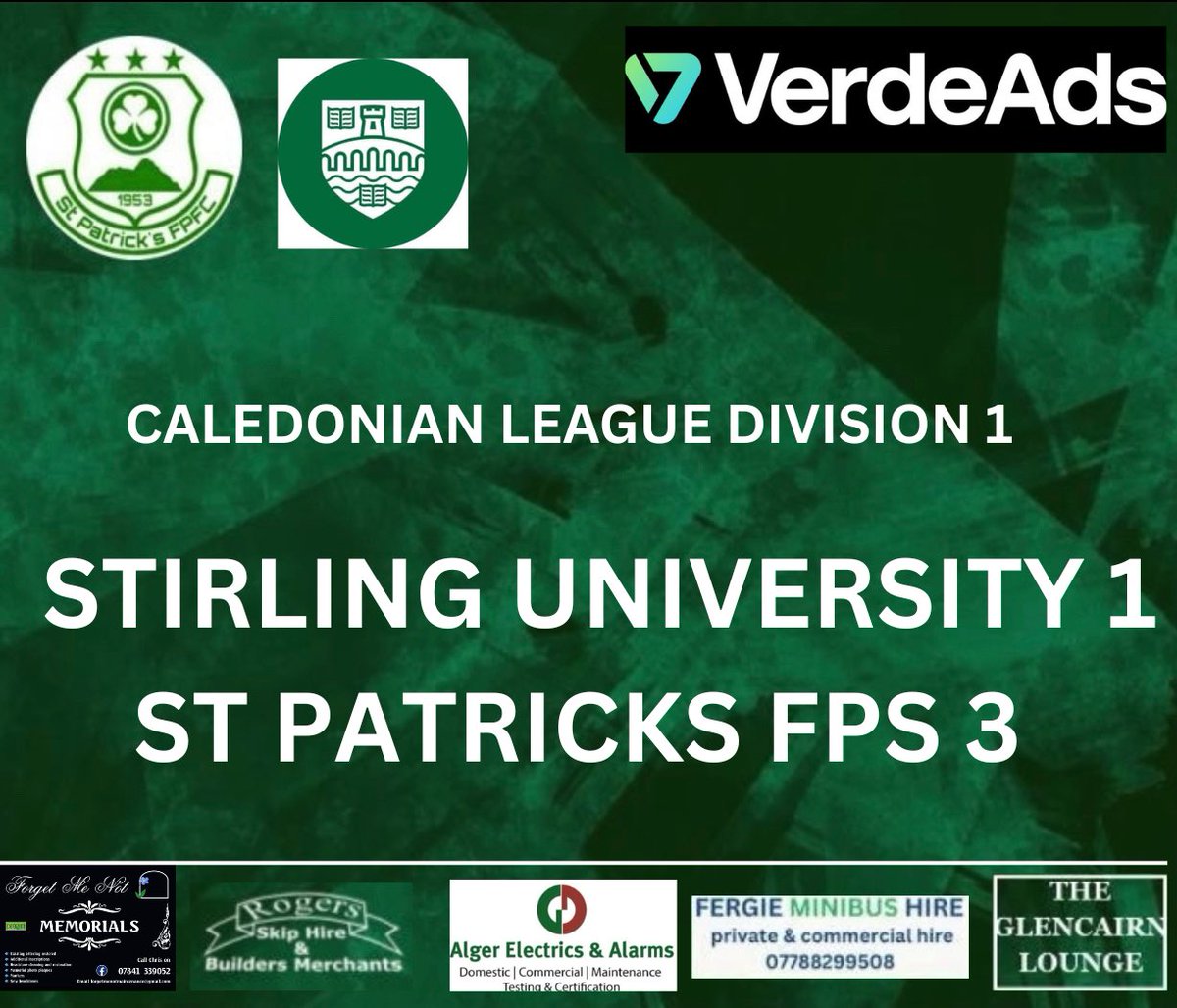 St Patrick's FP FC (@stpatricksfpfc) on Twitter photo ๐ขโช๏ธ CL TEAM RESULT โช๏ธ๐ข
Saints recorded a 3-1 away victory at Stirling University with goals from <a href="/ciaranmacca91/">Macca ๐ป๐ฆ</a> <a href="/ParferyArran/">Arran Parfery</a> and Shaun Wallace securing the victory. Itโs testament to our squad with 8 players missing we still secured the victory. Well done boys โ๏ธ๐ ๐ขโช๏ธ CL TEAM RESULT โช๏ธ๐ข
Saints recorded a 3-1 away victory at Stirling University with goals from <a href="/ciaranmacca91/">Macca ๐ป๐ฆ</a> <a href="/ParferyArran/">Arran Parfery</a> and Shaun Wallace securing the victory. Itโs testament to our squad with 8 players missing we still secured the victory. Well done boys โ๏ธ๐