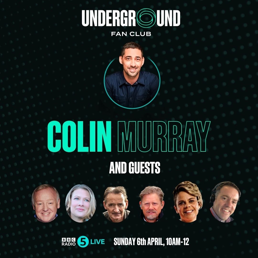 Underground Fan Club (@theufanclub) on Twitter photo 📣📣📣
<a href="/ColinMurray/">colin murray</a> is back for your Sunday fix of sporting conversation.
🎭 Red or Dead play- <a href="/LesDennis/">Les Dennis</a>
🏎️🏁 <a href="/JennieGow/">Jennie Gow</a>
⚽️🎶📕 visits <a href="/SpursOfficial/">Tottenham Hotspur</a> with <a href="/PatNevin/">Pat Nevin</a>
⚽️brunch- <a href="/Pschmeichel1/">Peter Schmeichel</a> & <a href="/suesmith8/">Sue Smith</a>
⏮️⛳️Time machine #1986masters with <a href="/alibruceball/">Alistair Bruce-Ball</a>
LIVE 10am <a href="/bbc5live/">BBC Radio 5 Live</a> 📣📣📣
<a href="/ColinMurray/">colin murray</a> is back for your Sunday fix of sporting conversation.
🎭 Red or Dead play- <a href="/LesDennis/">Les Dennis</a>
🏎️🏁 <a href="/JennieGow/">Jennie Gow</a>
⚽️🎶📕 visits <a href="/SpursOfficial/">Tottenham Hotspur</a> with <a href="/PatNevin/">Pat Nevin</a>
⚽️brunch- <a href="/Pschmeichel1/">Peter Schmeichel</a> & <a href="/suesmith8/">Sue Smith</a>
⏮️⛳️Time machine #1986masters with <a href="/alibruceball/">Alistair Bruce-Ball</a>
LIVE 10am <a href="/bbc5live/">BBC Radio 5 Live</a>