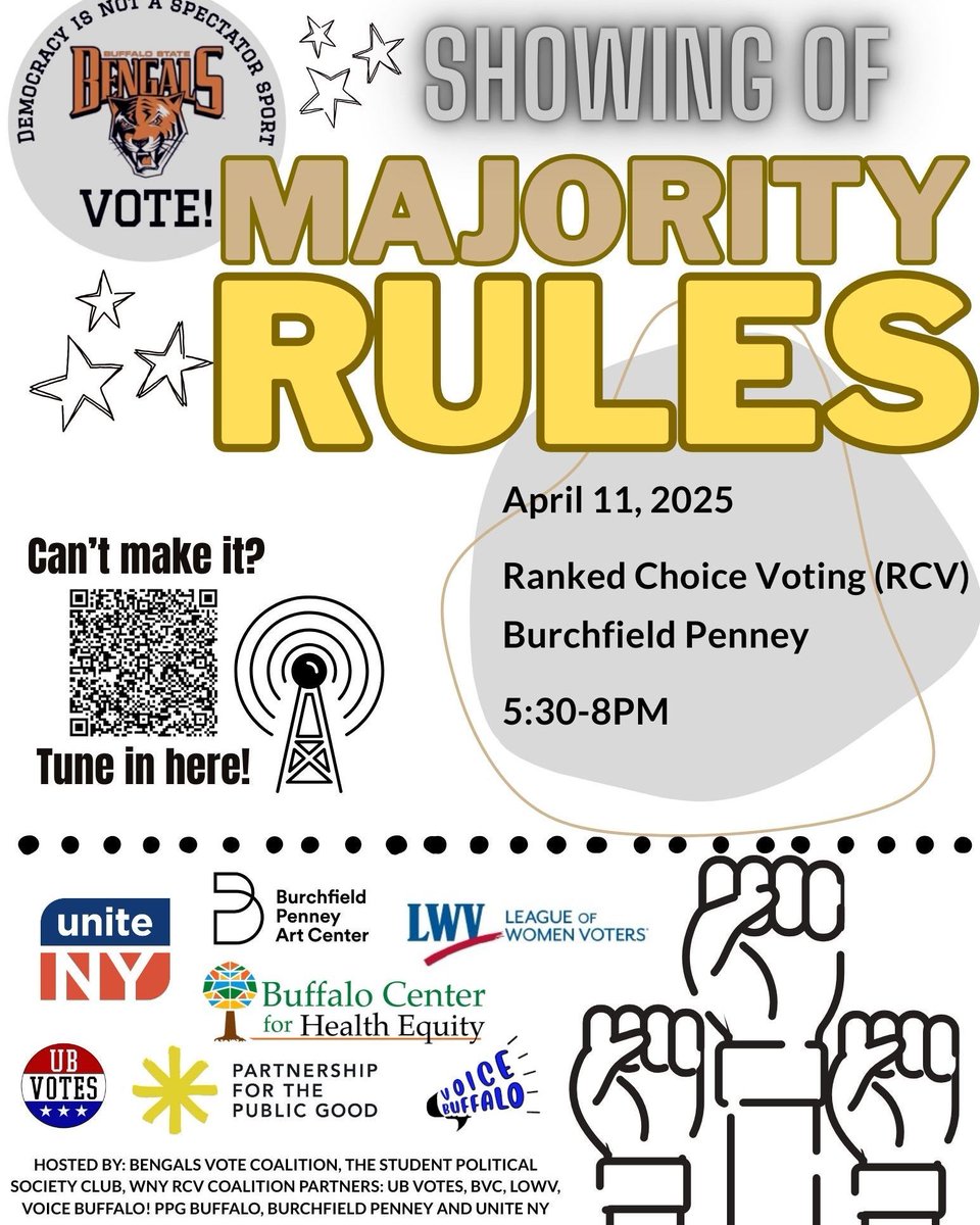 Join Buffalo State University for the screening of “Majority Rules”. It’s an exciting opportunity to look at a system that creates fair elections.