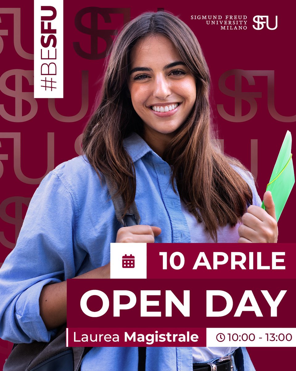 📚LAUREA MAGISTRALE IN PSICOLOGIA? SCEGLI LA SIGMUND FREUD UNIVERSITY DI MILANO

 👉Il 10 aprile non perdere la presentazione del Corso di Laurea #Magistrale in Psicologia. Evento online e in presenza. 

 📝Per info e iscrizioni: stateofmind.it/eventi/openday…
#Psicologia