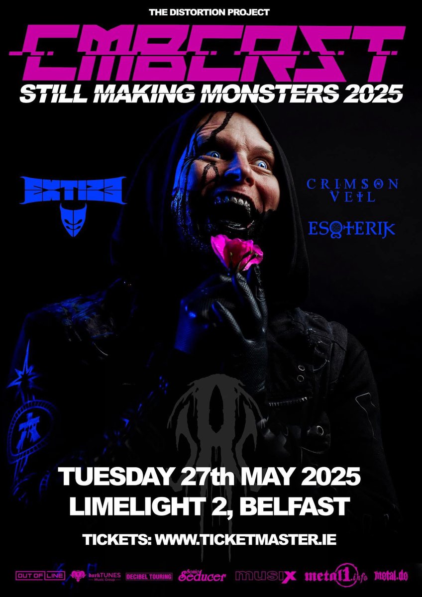 Combichrist, Extize, Crimson Veil, Esoterik. Tuesday 27th May, Limelight 2. Tickets from Ticketmaster