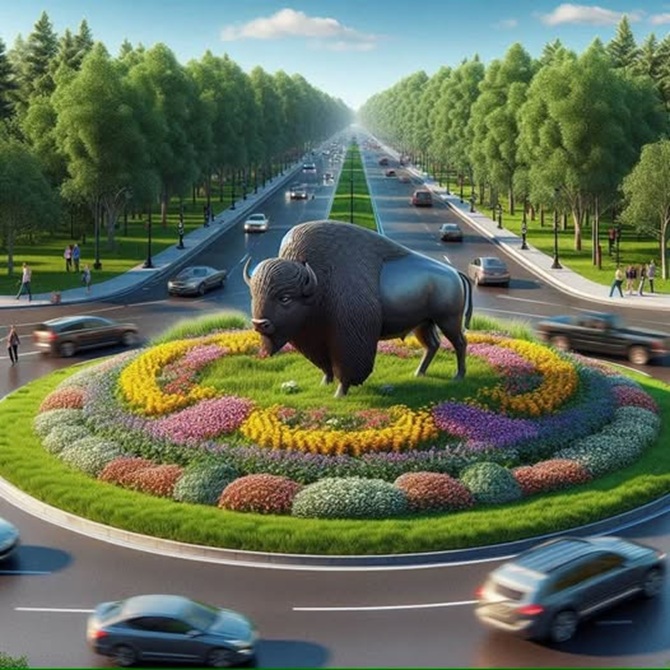 De gemeenteraad heeft besloten een rotonde aan te leggen op de kruising Woudenbergseweg – Jagersingel, ter vervanging van verkeerslichten. Ronald de Jong stelt voor om op deze nieuwe rotonde een kunstwerk te plaatsen van een meer dan levensgrote bison.
Zie zeistermagazine.nl/bisonrotonde