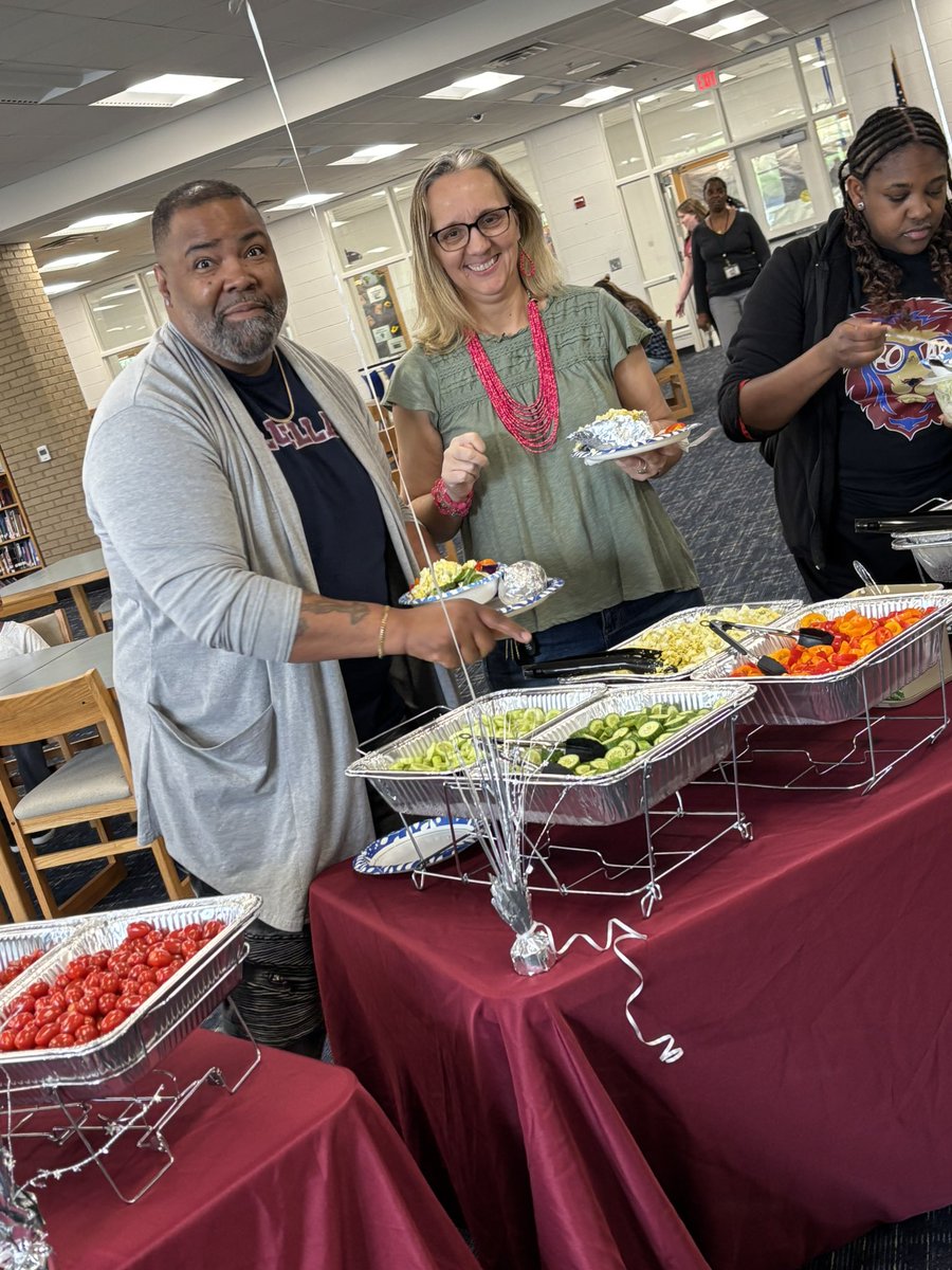 Surprise #2 from our principal <a href="/bhardnett12/">Brandi Hardnett</a>: a salad bar and potato bar for the win! This moment of fellowship brought laughter, gratitude, &amp; plenty of seconds (and thirds!). Everyone knows the way to a Ts heart is through the stomach—bon appétit! <a href="/LuellaHS_HCS/">Luella High School</a> Thank you!