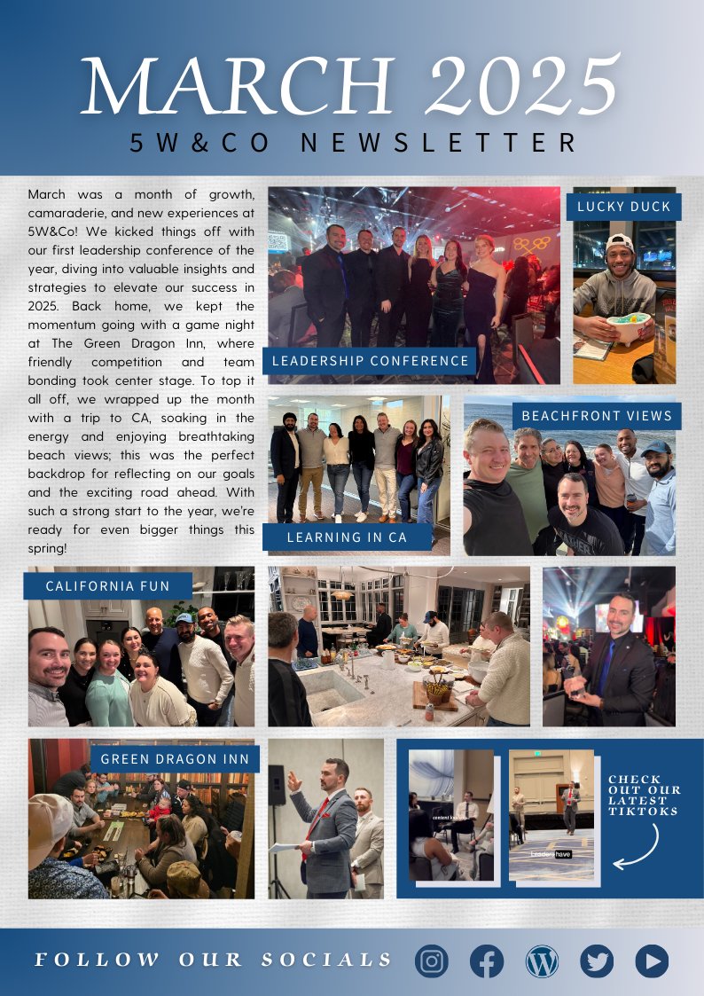 5wandco's tweet image. March was one for the books at 5W&amp;amp;Co! 🌟 From our first leadership conference of the year to game night fun at The Green Dragon Inn and a sunny, goal-filled trip to California, we made every moment count!
-
#teamwins #marchrecap #companyculture