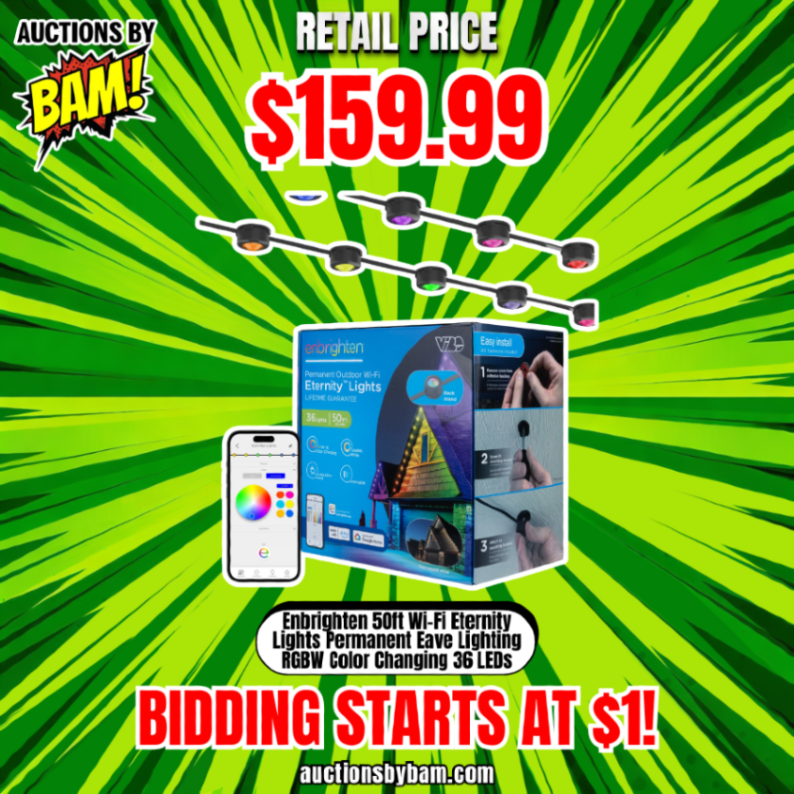 auctionsbybam's tweet image. Enbrighten 50ft Wi-Fi Eternity Lights – Light Up Your Space with Color! 🌈✨

Start bidding now and transform your environment! 
🔗 bid.auctionsbybam.com/auctions/9236/…
🔗 bid.auctionsbybam.com/auctions/9230/…

#AuctionsByBAM #SmartLighting #ColorChangingLights