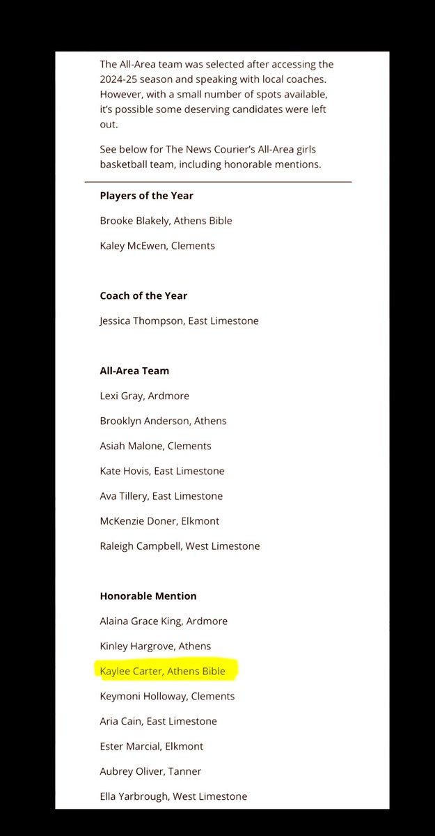 Kaylee Carter (@carter_kaylee01) on Twitter photo THE NEWS COURIERโS ALL-AREA GIRLS BASKETBALL TEAM: HONORABLE MENTION
<a href="/winfreyjake/">Jake Winfrey</a>
๐Thankful to have made this list ๐๐
#Classof2025 #senior #outworkyesterday THE NEWS COURIERโS ALL-AREA GIRLS BASKETBALL TEAM: HONORABLE MENTION
<a href="/winfreyjake/">Jake Winfrey</a>
๐Thankful to have made this list ๐๐
#Classof2025 #senior #outworkyesterday