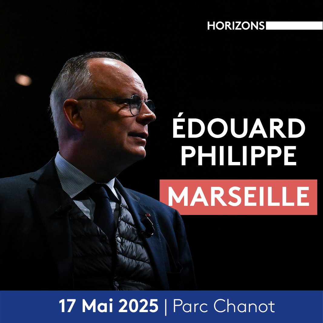 Après Bordeaux et Lille, Édouard Philippe vous donne rendez-vous le samedi 17 mai à Marseille pour un nouveau #CongrèsHorizons !

📍 Dès 14h00 au Parc <a href="/MarseilleChanot/">Marseille Chanot</a>
🔗 Ouvert à tous, sur inscriptions : bit.ly/3Yd3NxK

Venez nombreux ! 🙌