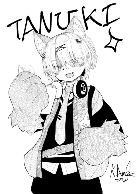 ファンアートのお返し!! 
 たぬきさんのおかげで最近は歴史を勉強するのが楽しいです!アリガト!!🦝 