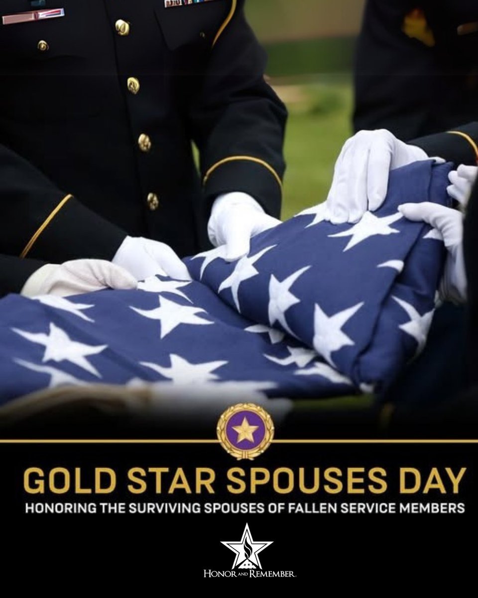 HonorRemember's tweet photo. Today, we honor the strength, sacrifice, and resilience of Gold Star Spouses—Your courage in the face of grief is a profound testament to love, loyalty, and legacy.
We stand with you, today and always.⭐ 🌹 🇺🇸
#GoldStarSpousesDay #FallenWarrior #HonorRemember #SayThierNames https://t.co/lTunZwj8U0