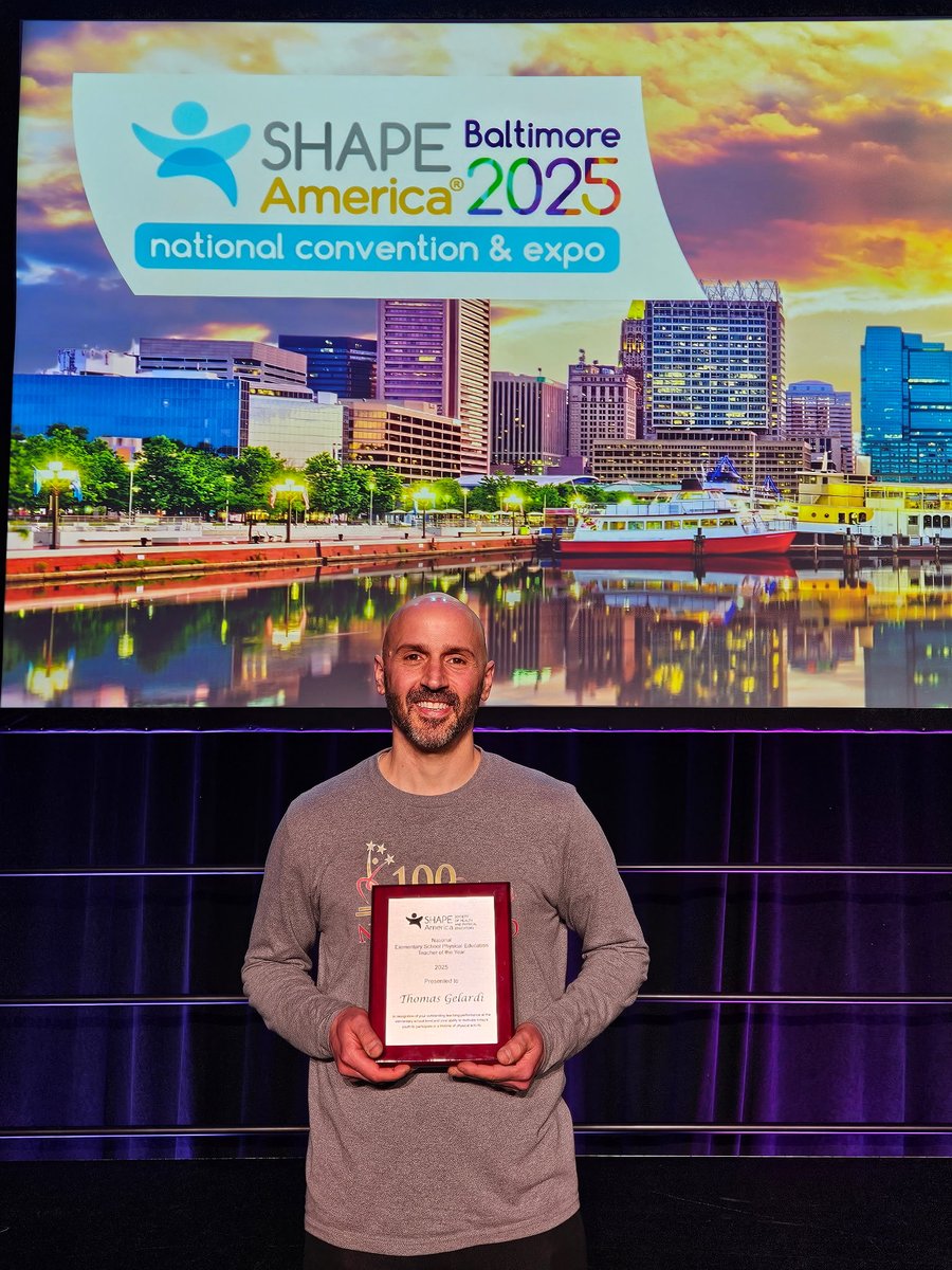 I’m truly honored to receive the SHAPE America National Elementary PE Teacher of the Year award! Thank you to everyone who has supported me on this journey! 💪 
#GiveItATry👏👉 #PhysEd