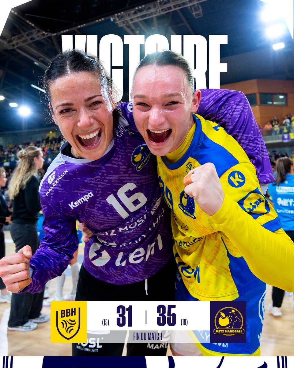 MetzHandball's tweet photo. 𝗢𝗡 𝗘𝗦𝗧 𝗘𝗡 𝗙𝗜𝗡𝗔𝗟𝗘 !

Face à @BBH_Officiel, les Dragonnes ont conquis leur place en finale de la Coupe de France. 🤩

🏆 Elles iront défendre leur titre, avec l’ambition de décrocher une 4️⃣e Coupe consécutive. Un air de déjà-vu : comme en 2023, c’est @Paris92_Off  qui se dressera sur leur route.

Ce samedi 17 mai 2025 à l'Accor Arena sera historique pour le Club : Les Cerbères de la Nationale 1 joueront également leur finale juste avant les Dragonnes. 𝗗𝗲𝘂𝘅 é𝗾𝘂𝗶𝗽𝗲𝘀 𝗺𝗲𝘀𝘀𝗶𝗻𝗲𝘀. 𝗗𝗲𝘂𝘅 𝗳𝗶𝗻𝗮𝗹𝗲𝘀. 𝗨𝗻𝗲 𝗺ê𝗺𝗲 𝗳𝗹𝗮𝗺𝗺𝗲. 💛

#BBHMHB #CDF