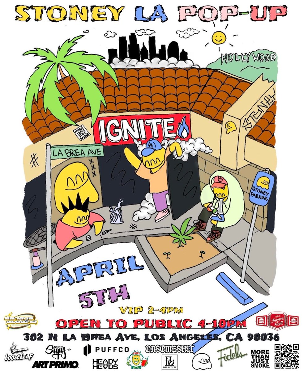 papayakings_la's tweet image. STONEY DAY!

See you today at Ignite La Brea. Stoney has an arrangement of artwork and we’ll have some exclusive jars!
