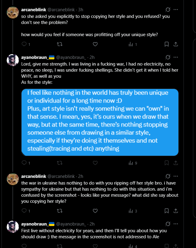 arcaneblink's tweet image. . @Aleriia_V are you aware @ayanobraun_ is copying your style? she said shes doing it because of...the war in ukraine?? lmao wtf