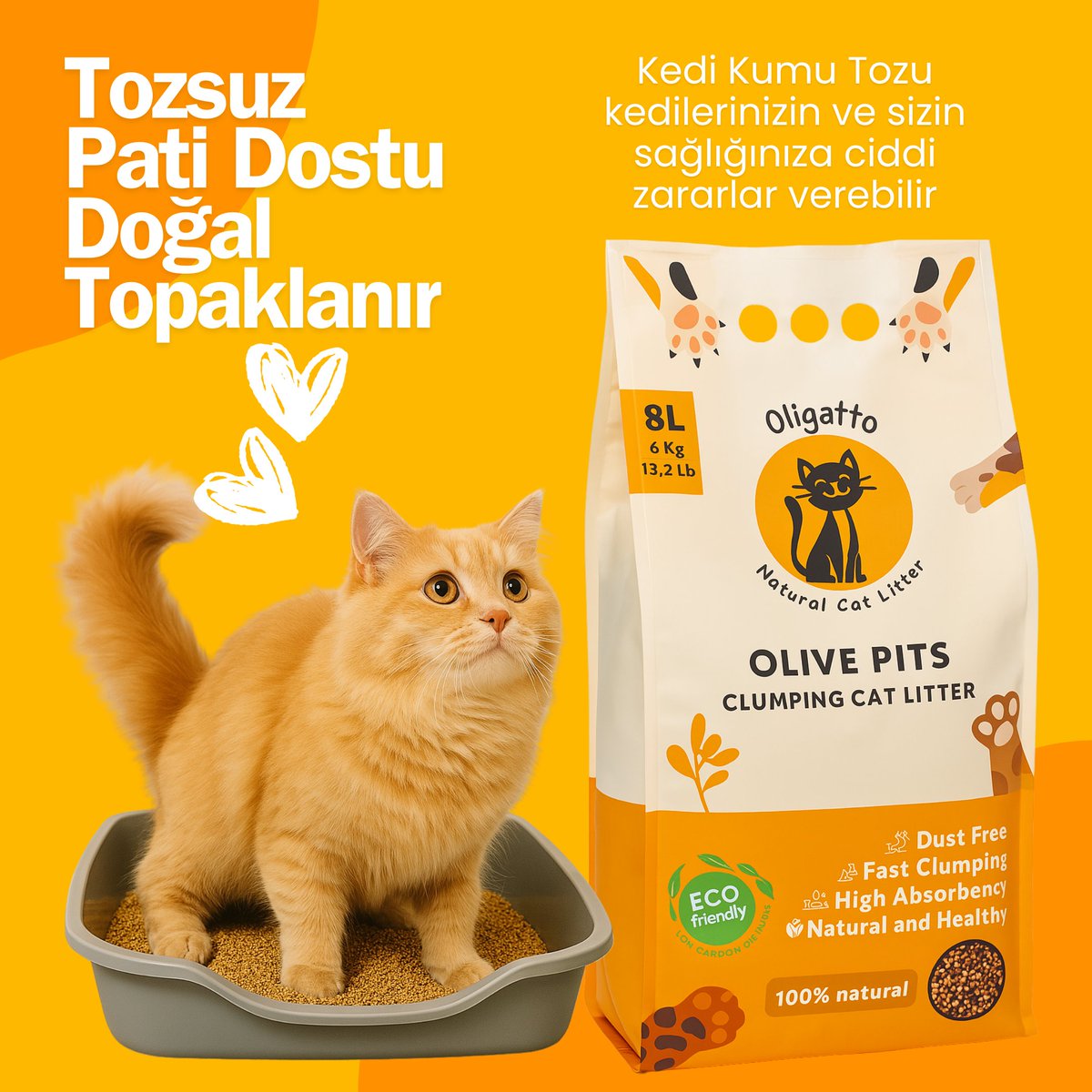 Zeytin çekirdeklerinden üretilen Oligatto tozsuzdur.  

Hem kediniz, hem de sizler için sağlık dostudur.  

oligatto.com

#oligattocatlitter #oligatto #cleanpaws #healthypaws #zeytin #kedikumu #catlitter #kedi #kedilihayat #kedisağlığı #kediliev