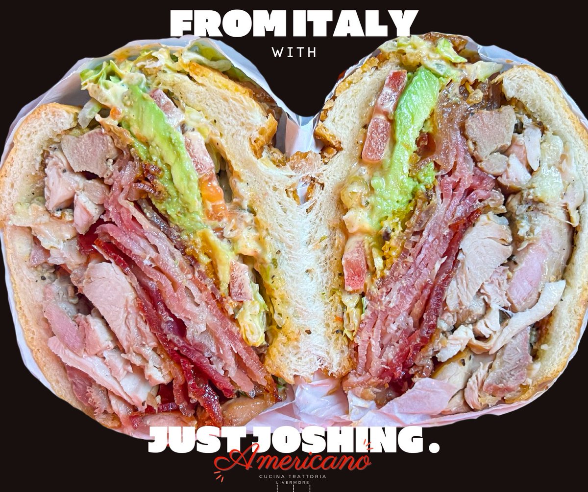 AmericanoLive's tweet photo. 🌟 Get 10% OFF at @AmericanoLive  w/ code GARLIC 👉 https://t.co/B2nl25FVtQ
Meet Just Joshing—stacked, saucy, unapologetically East Bay. Family-run, farm-fresh, Mercury News–approved.
💥 Order now 👉 https://t.co/B2nl25FVtQ

 #Livermore #Food #Bayarea #Restaurants https://t.co/MLEj282ndU