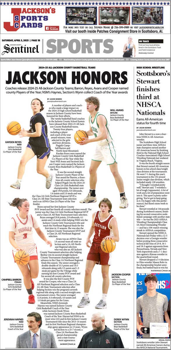 Today’s Jackson County Sentinel sports front